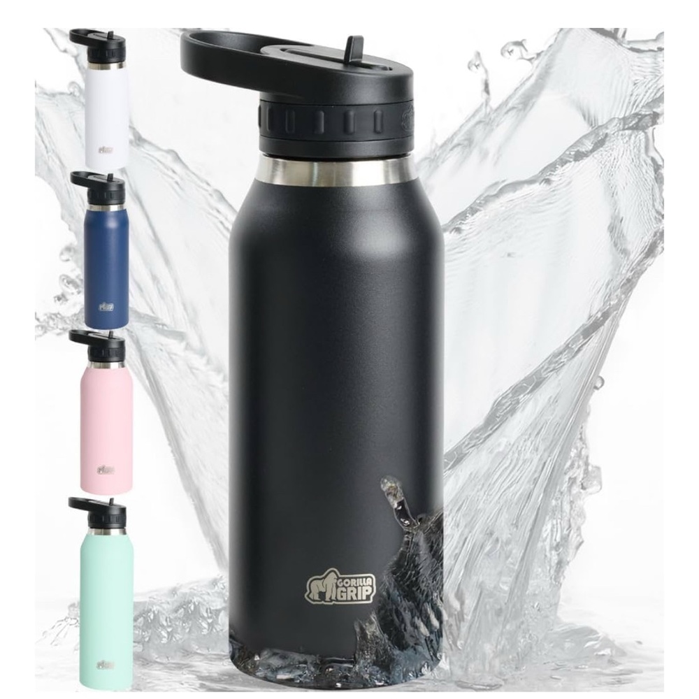 Black Stainless Steel Water Bottle 32 oz NIB